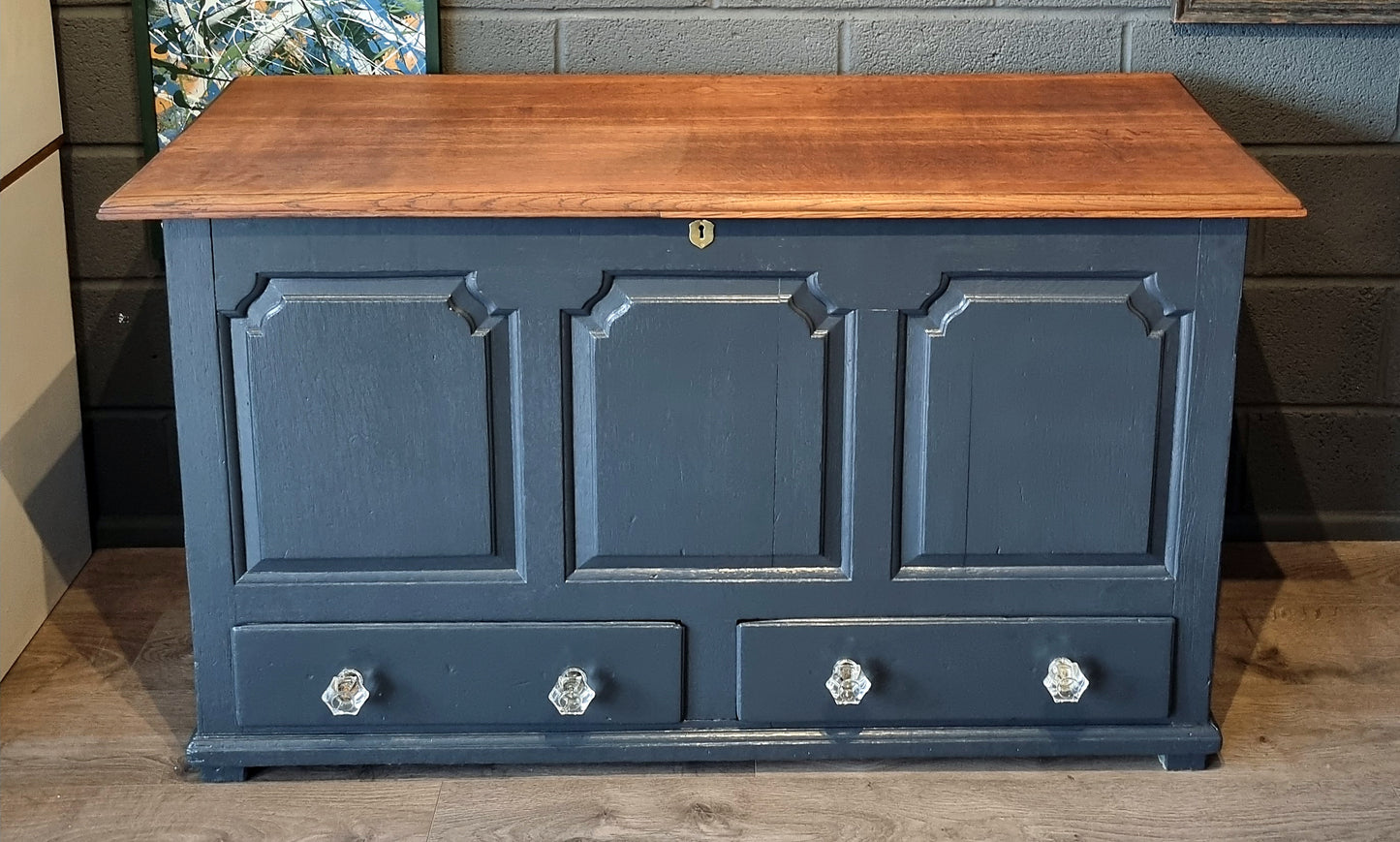 Vintage Panelled Storage Chest with Drawers | Cut Glass Knobs - LRBinteriors