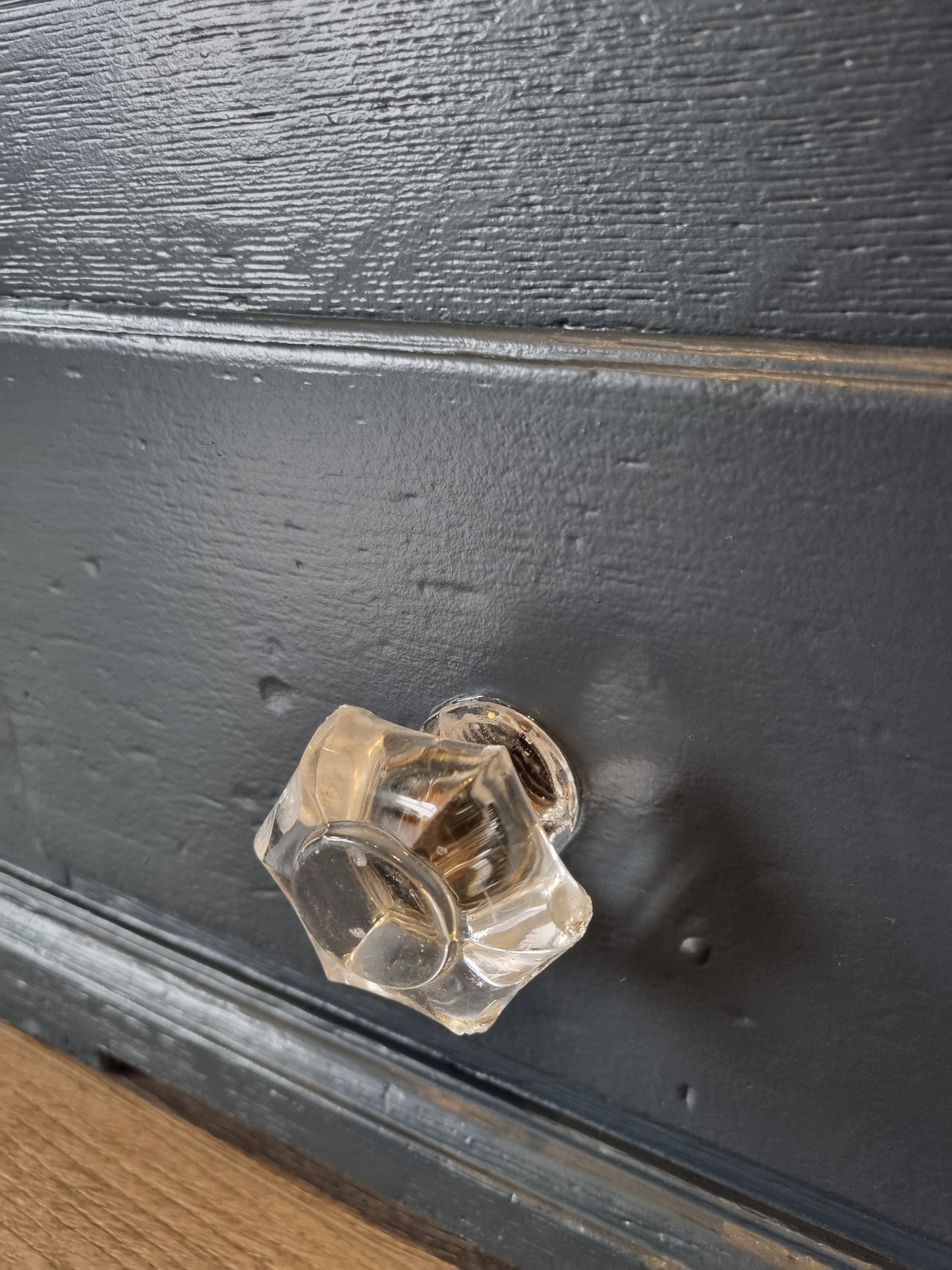 Vintage Panelled Storage Chest with Drawers | Cut Glass Knobs - LRBinteriors