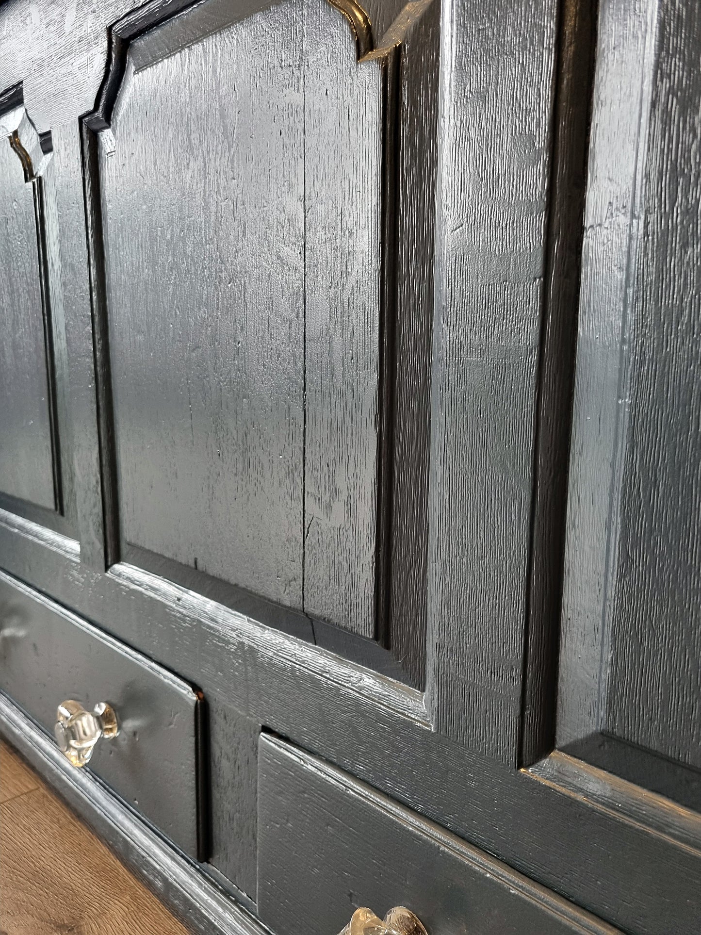 Vintage Panelled Storage Chest with Drawers | Cut Glass Knobs - LRBinteriors