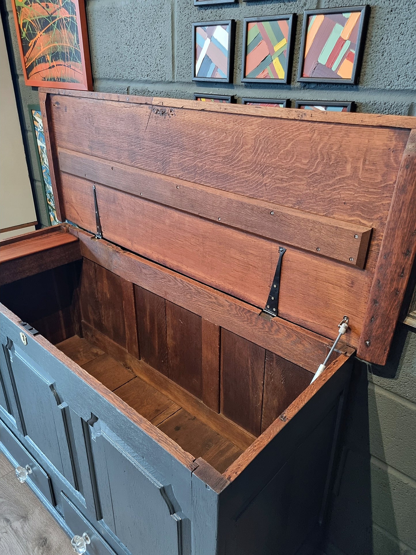 Vintage Panelled Storage Chest with Drawers | Cut Glass Knobs - LRBinteriors