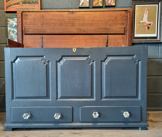 Vintage Panelled Storage Chest with Drawers | Cut Glass Knobs - LRBinteriors