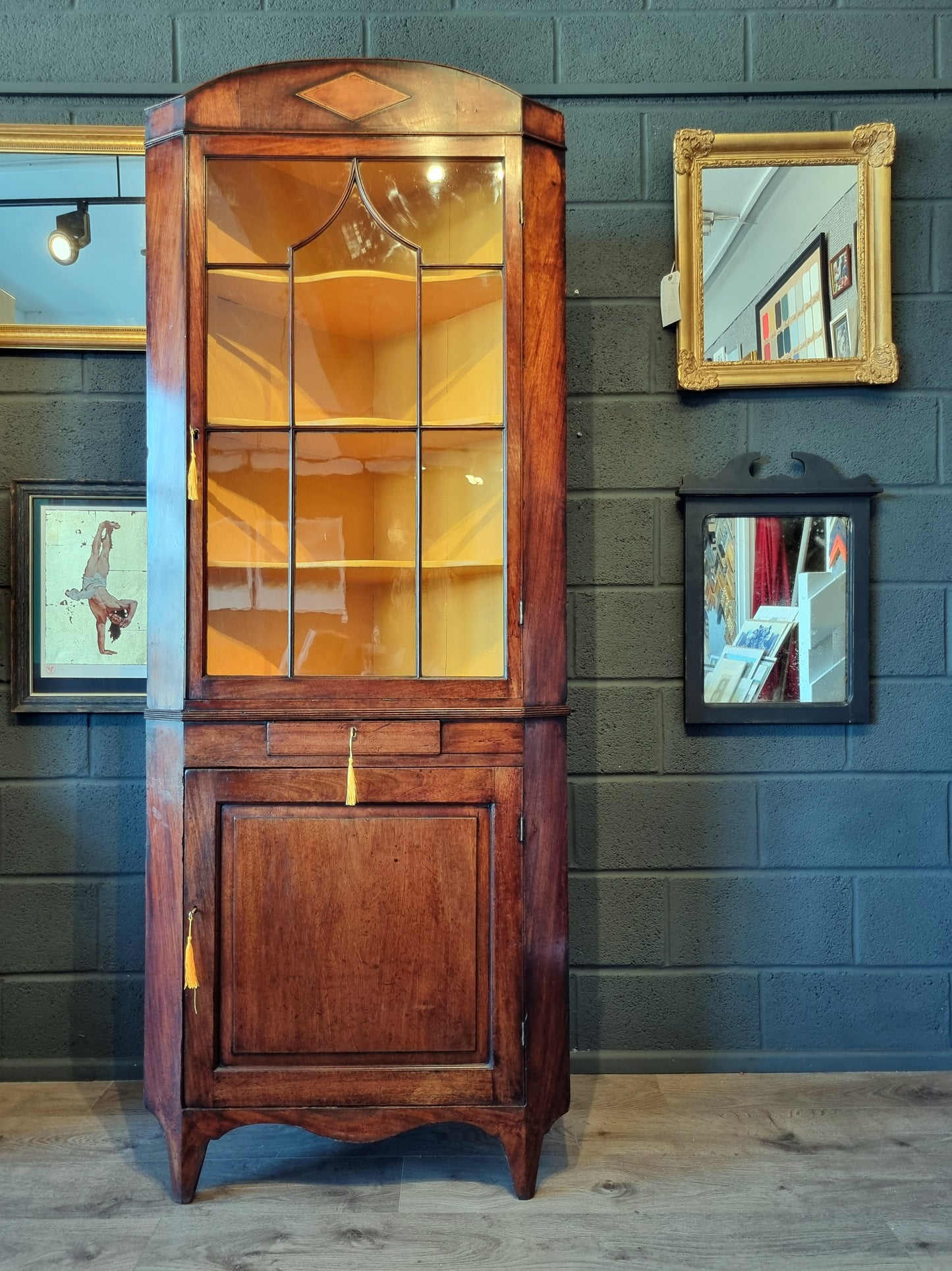 George IV Mahogany Corner Display Cabinet 19th Century