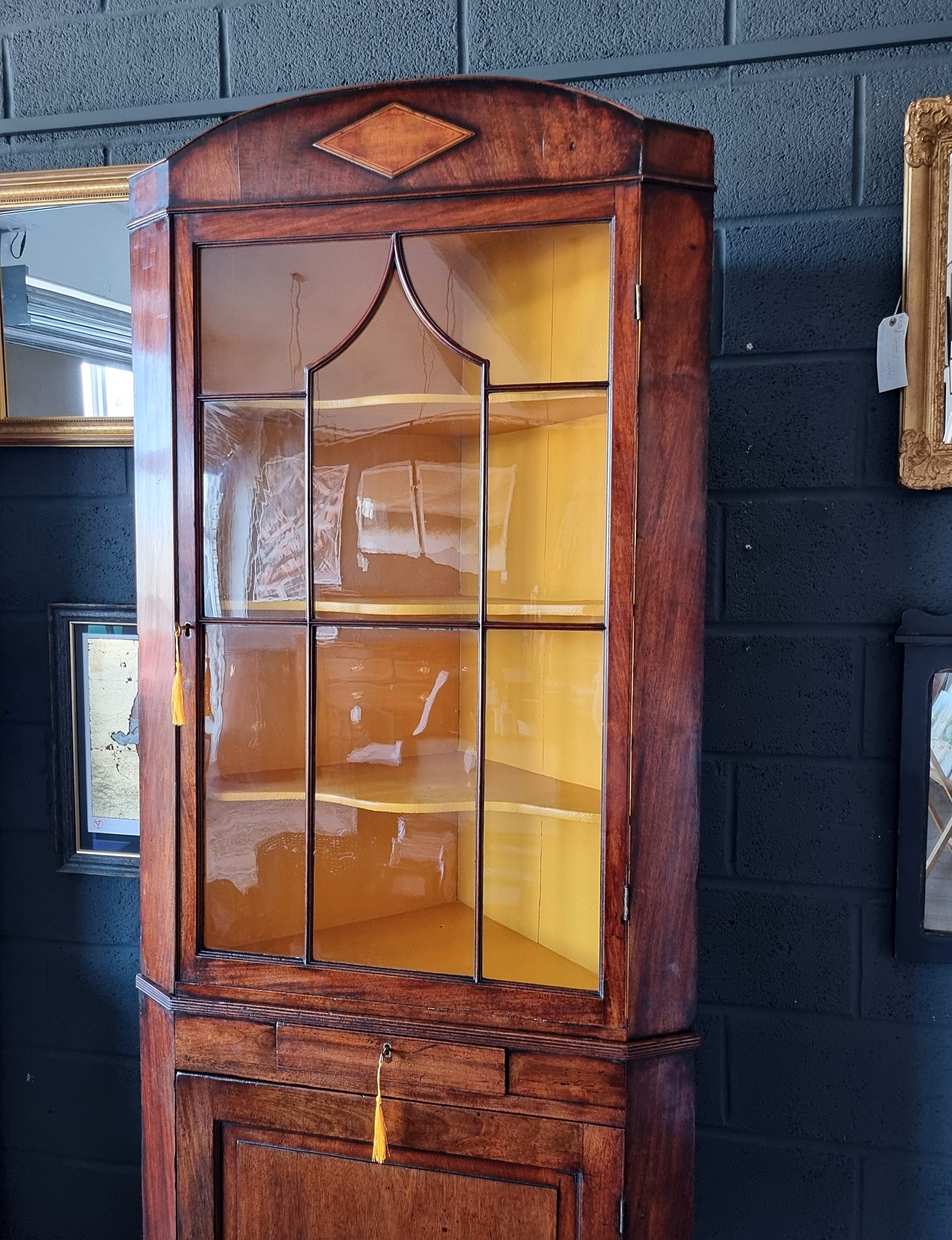 George IV Mahogany Corner Display Cabinet 19th Century