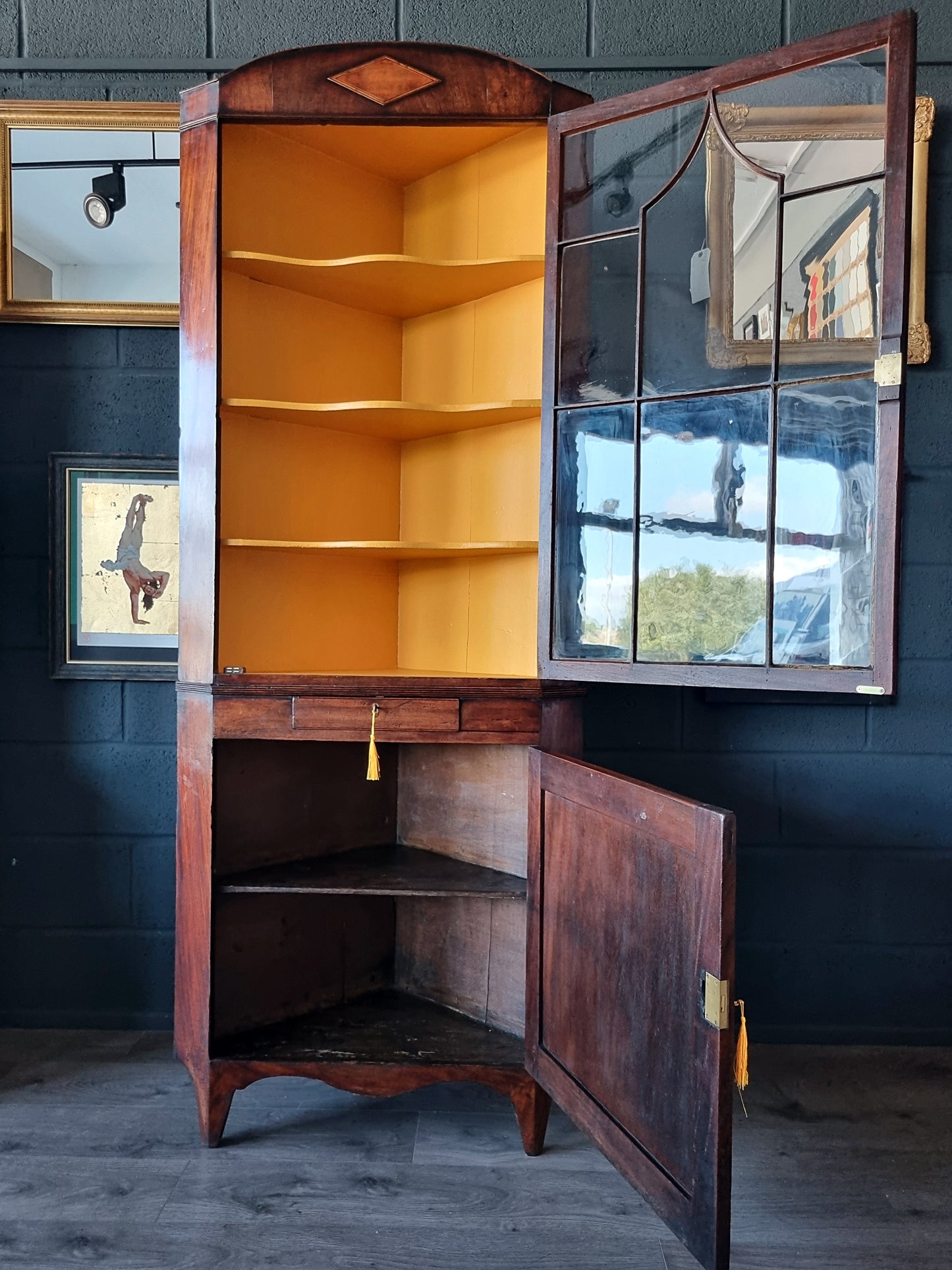 George IV Mahogany Corner Display Cabinet 19th Century