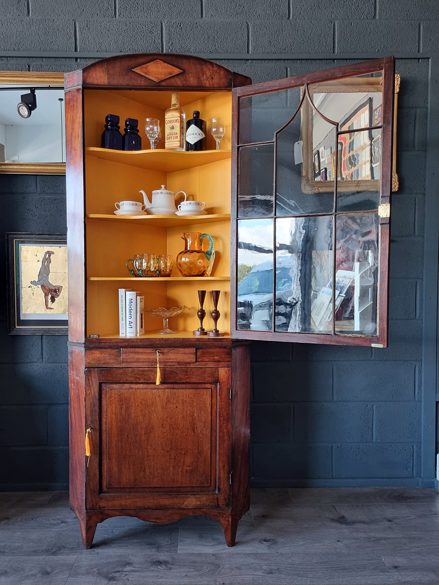 George IV Mahogany Corner Display Cabinet 19th Century