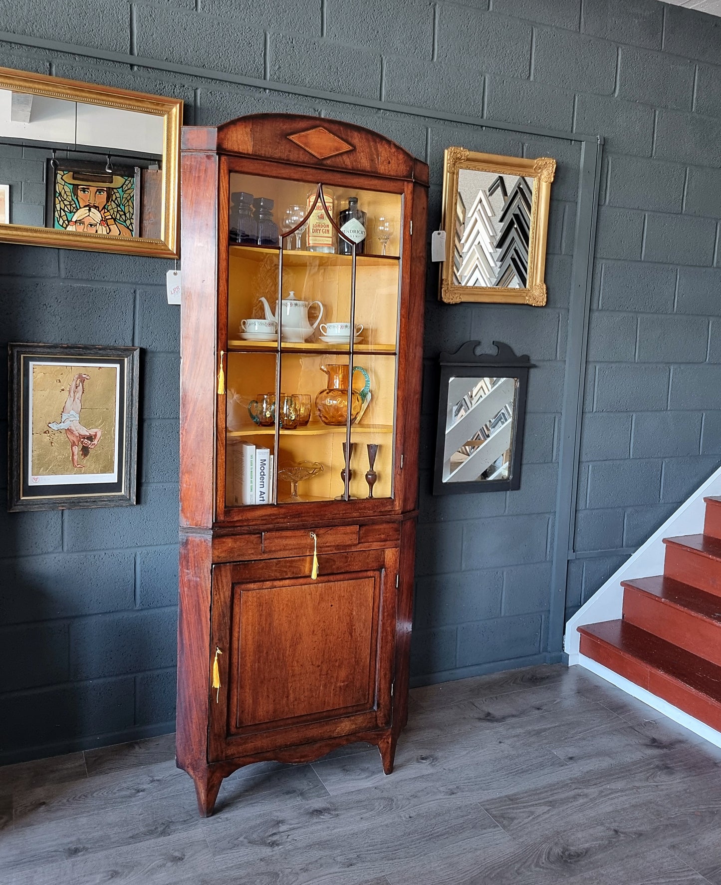 George IV Mahogany Corner Display Cabinet 19th Century