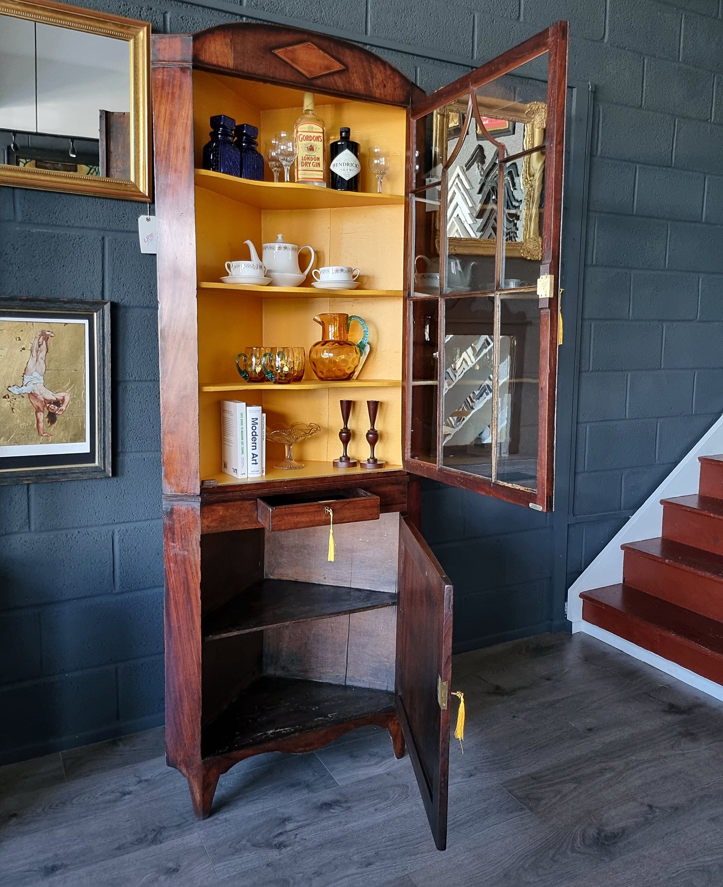 George IV Mahogany Corner Display Cabinet 19th Century