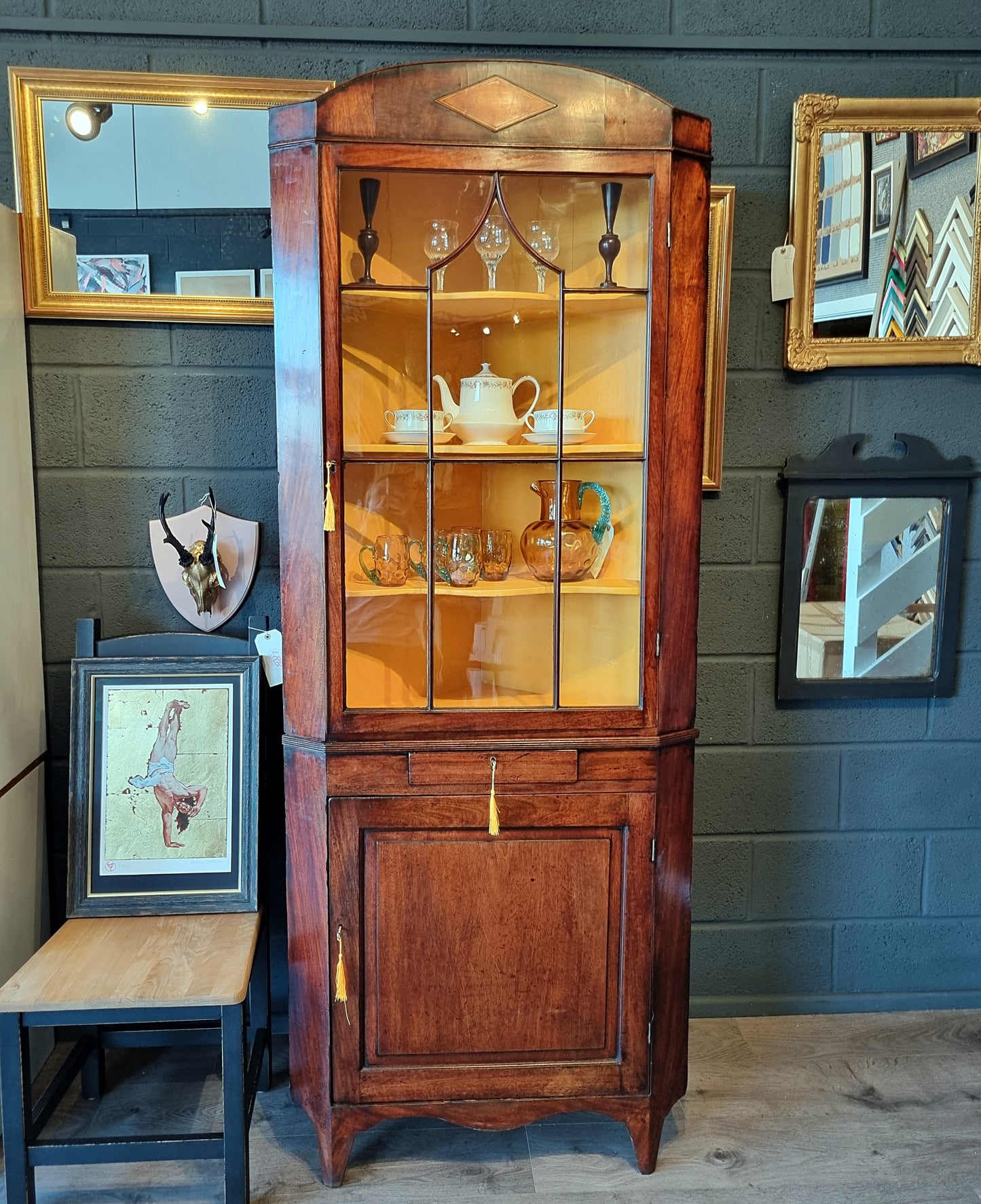 George IV Mahogany Corner Display Cabinet 19th Century