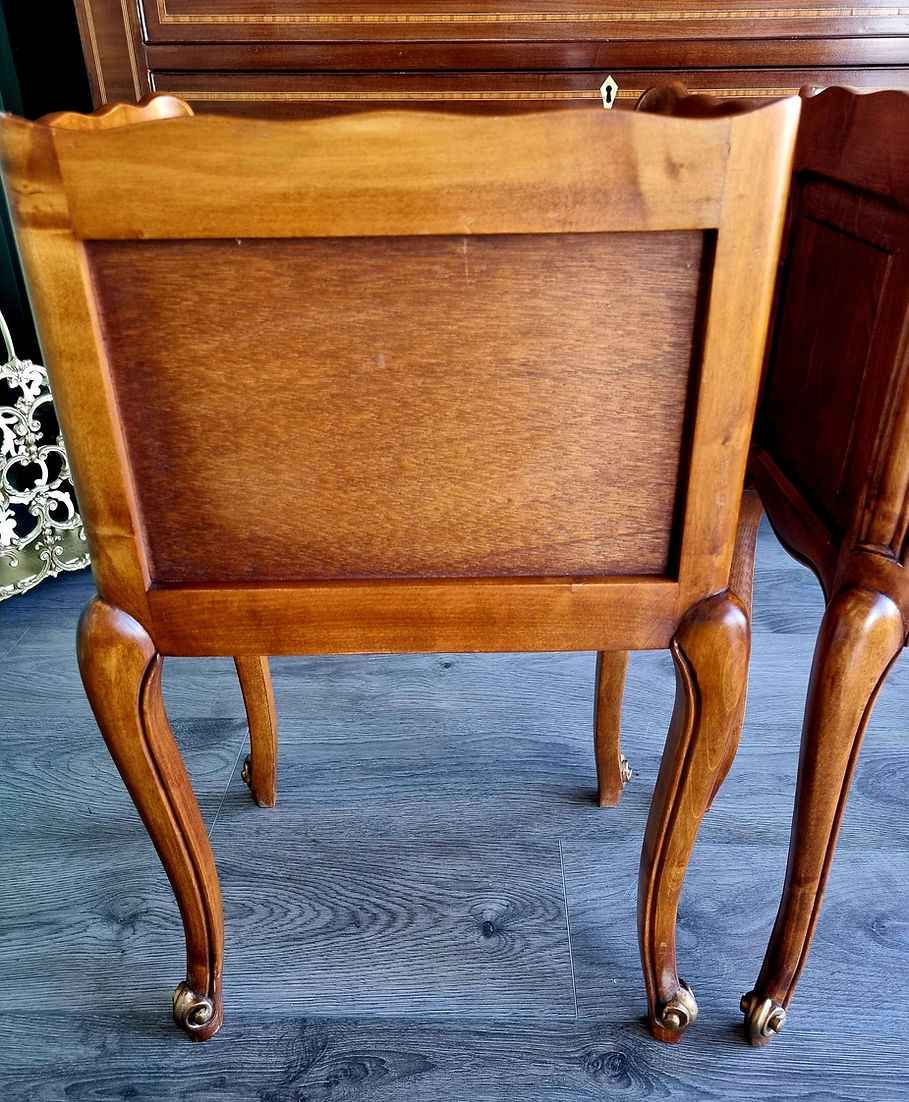 French Louis style pair bedside tables