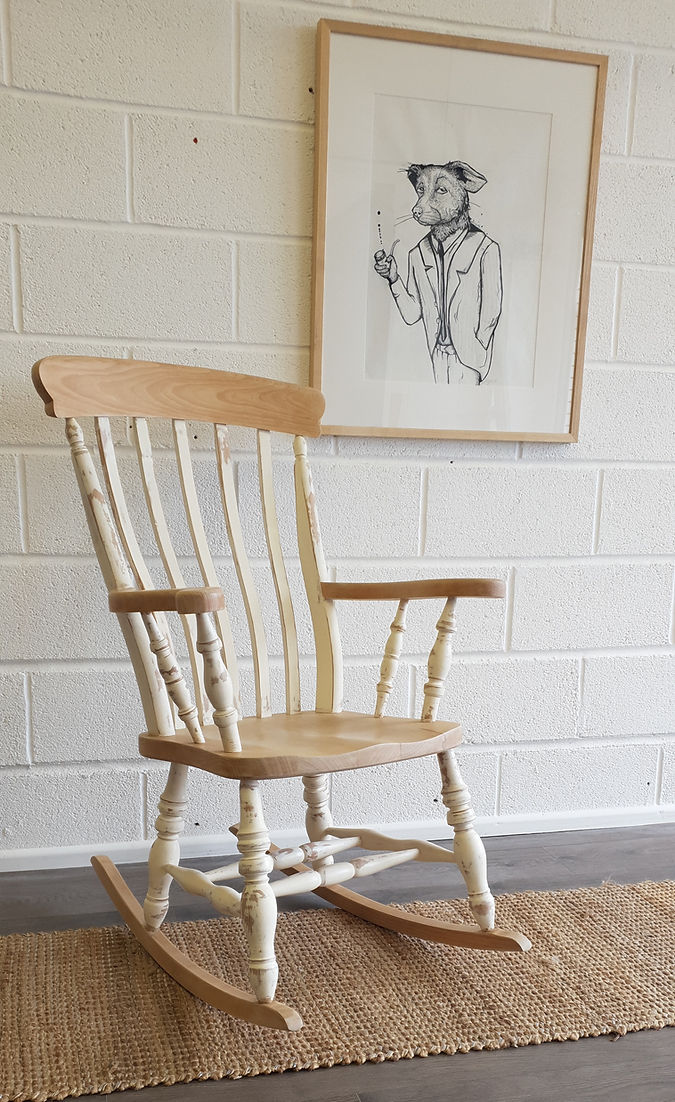 Oak Shabby Chic Rocking Chair - LRBinteriors