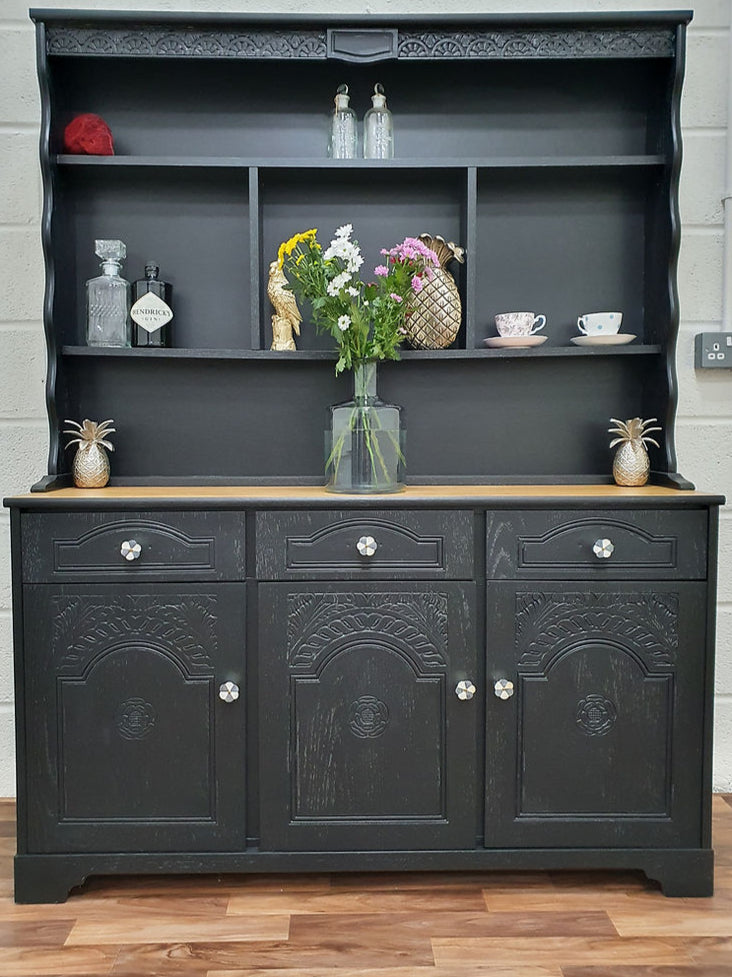 Black Farmhouse Dresser Display Cabinet - LRBinteriors