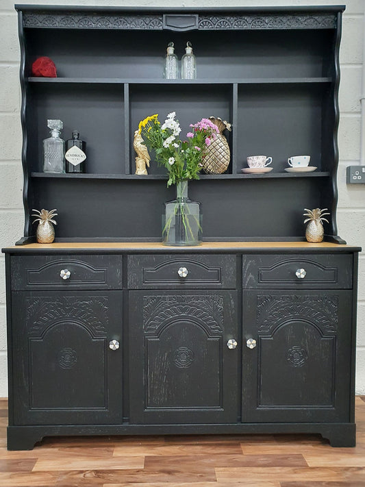 Black Farmhouse Dresser Display Cabinet - LRBinteriors