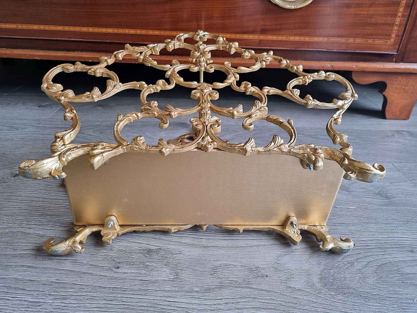 Vintage Rococo Magazine Rack Guilt Gold French
