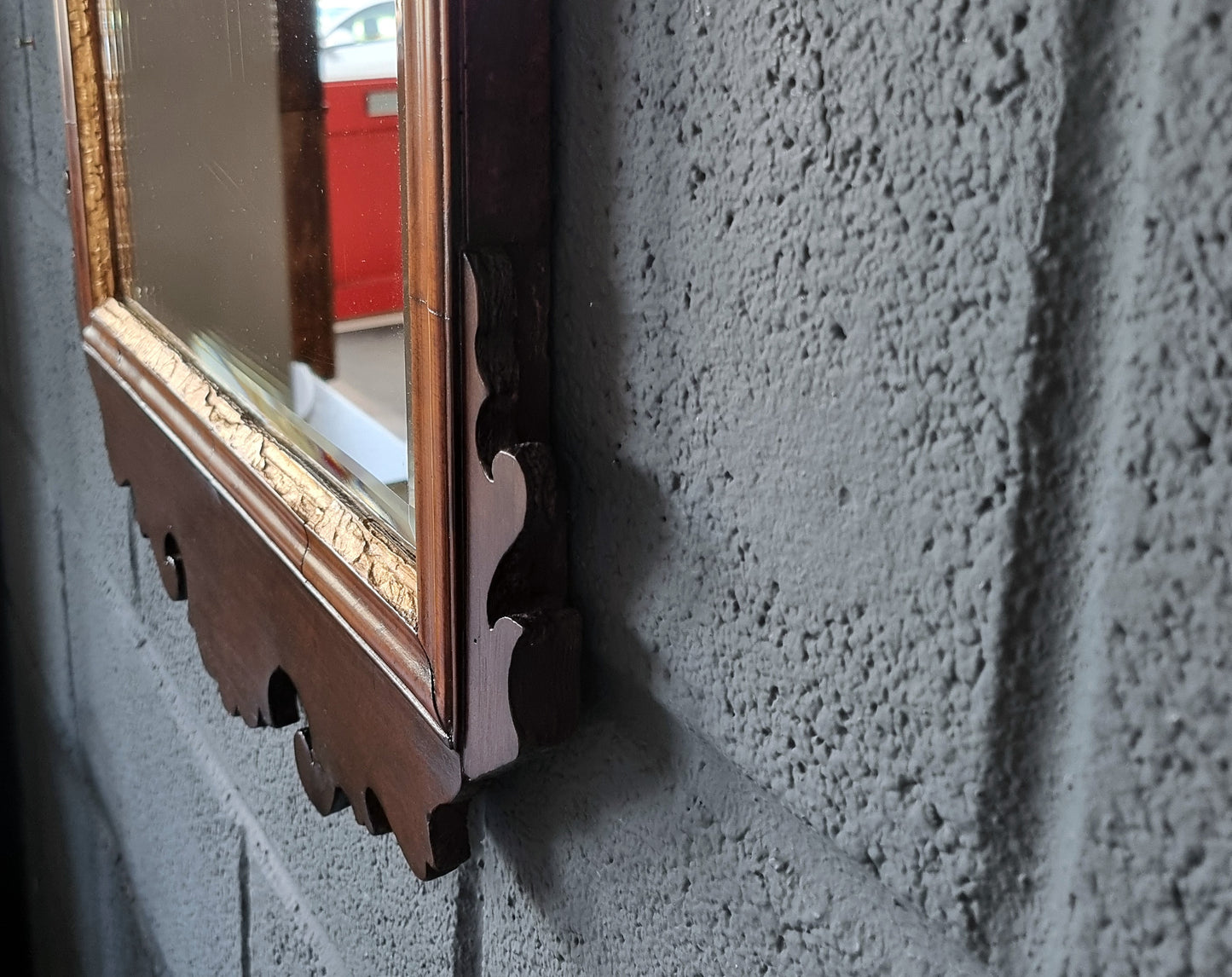 Antique Gilt Walnut Fretwork Carved Mirror