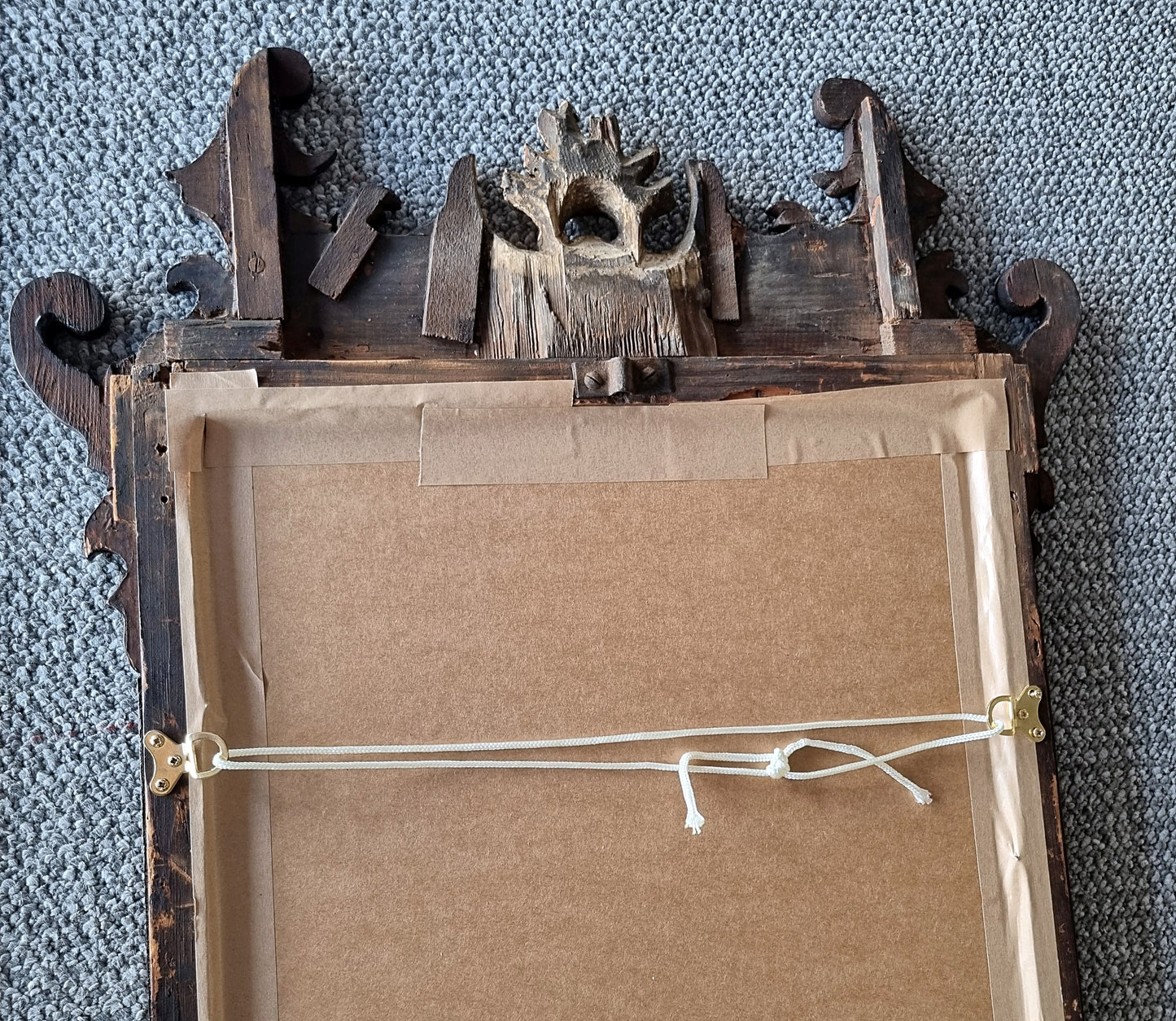 Antique Gilt Walnut Fretwork Carved Mirror