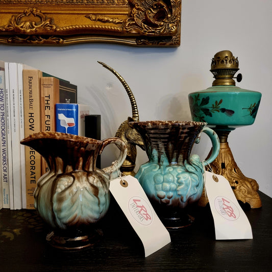 Vintage West German Vase Glazed Set Of 2 Jugs - LRBinteriors