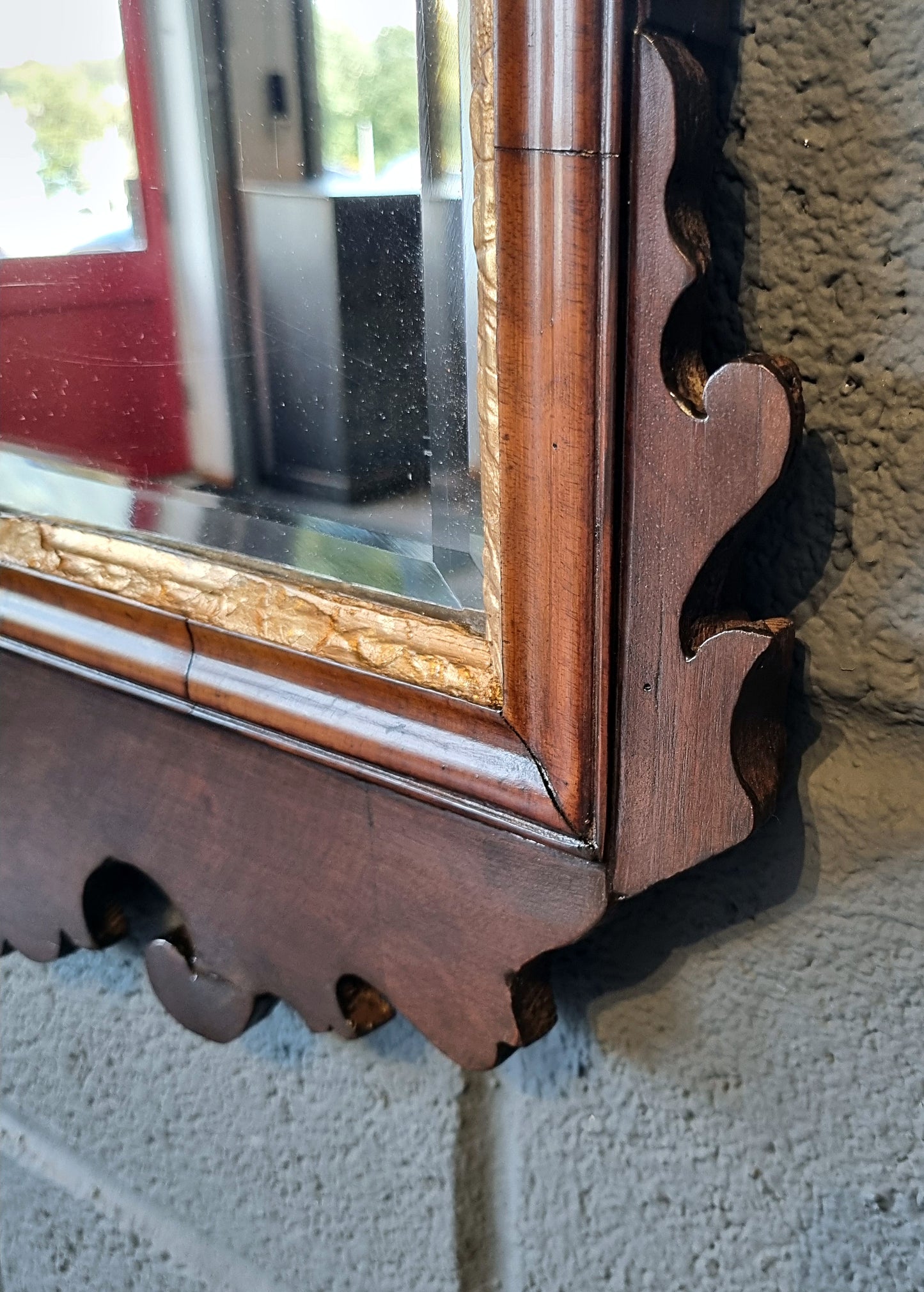 Antique Gilt Walnut Fretwork Carved Mirror