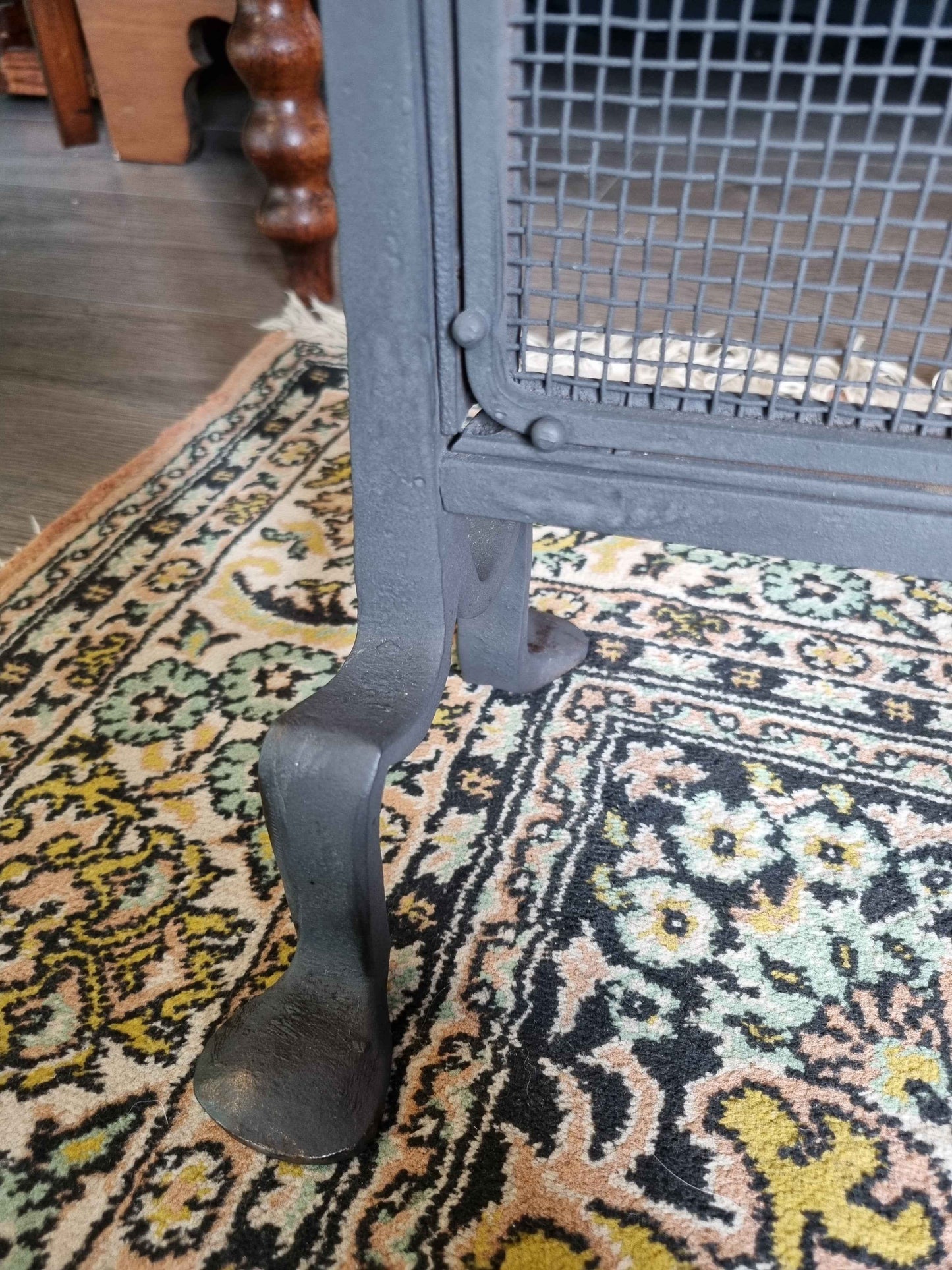 Vintage Metal Fire Guard with Welsh Dragon Design