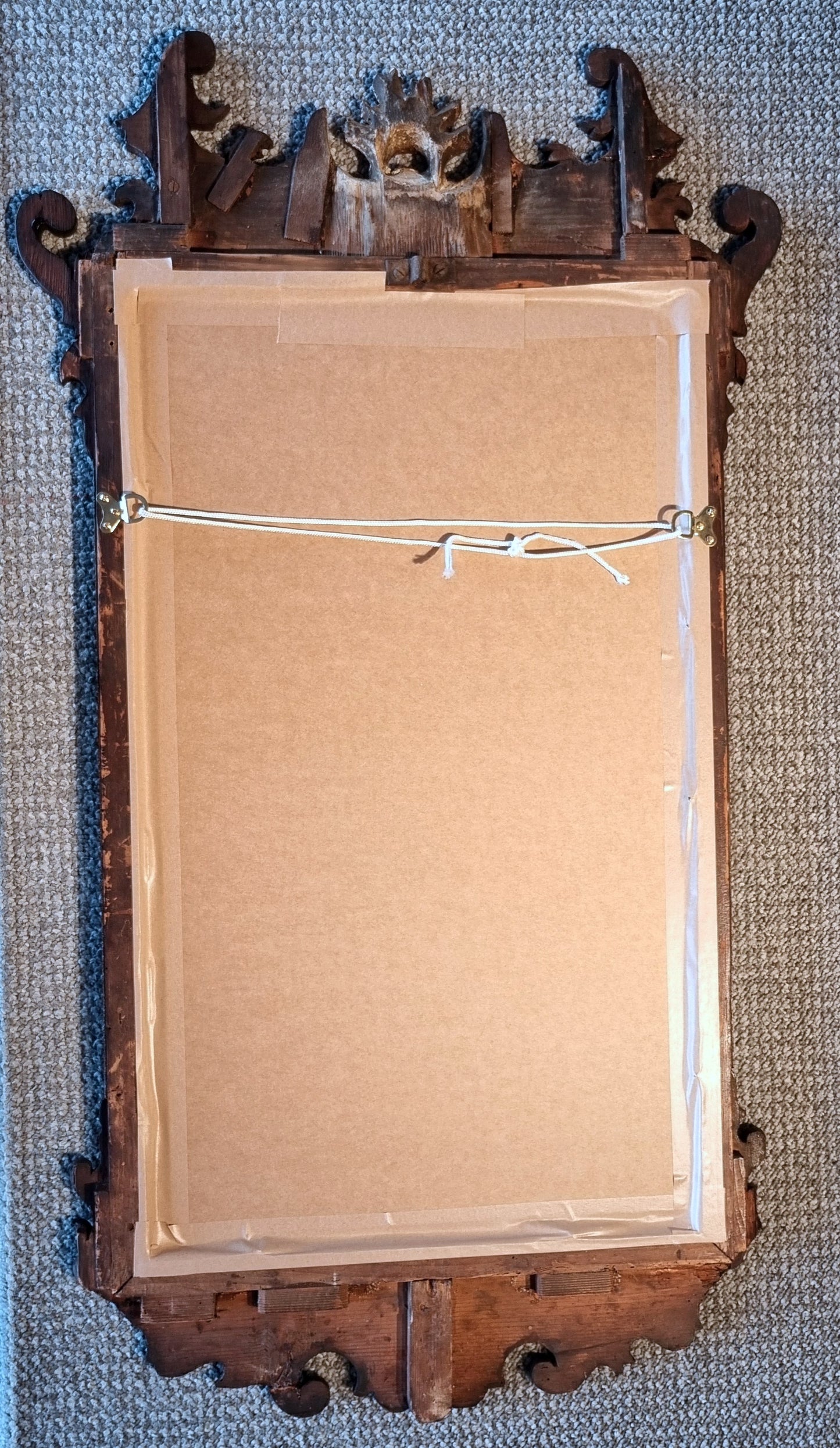 Antique Gilt Walnut Fretwork Carved Mirror