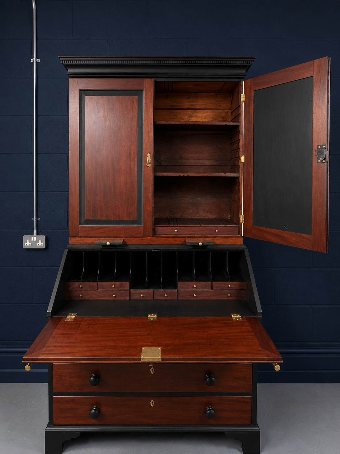 Antique Mahogany Georgian Writing Bureau Bookcase