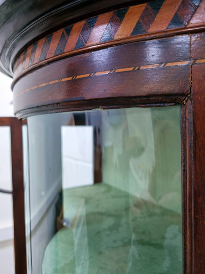 Antique Edwardian Mahogany Inlaid Display Glass Drinks Cabinet - LRBinteriors