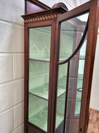 Antique Edwardian Mahogany Inlaid Display Glass Drinks Cabinet - LRBinteriors