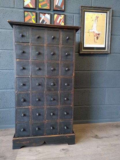 Tall Apothecary Haberdashery Oak Bank of Drawers Workshop Pantry Cabinet