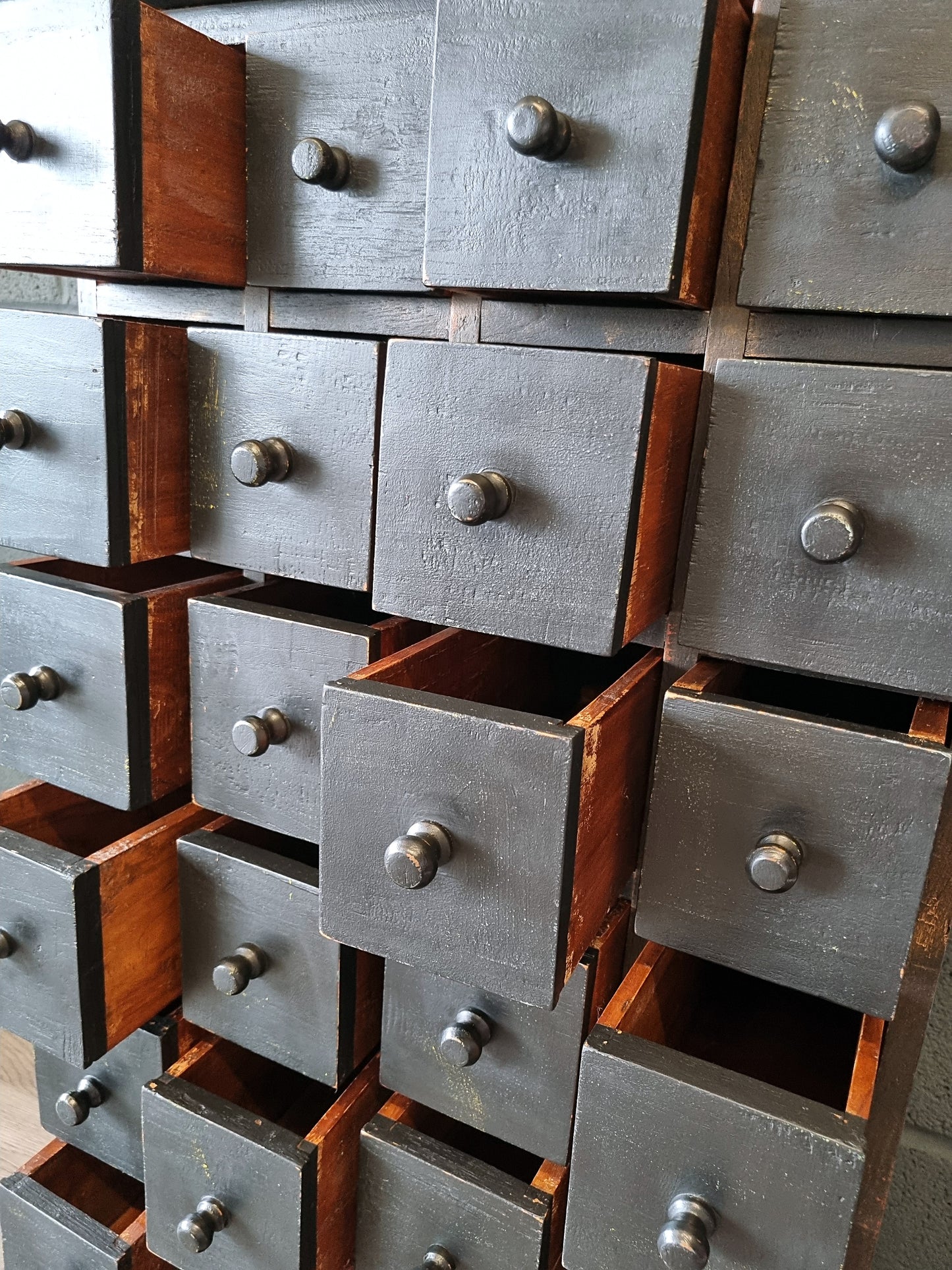 Tall Apothecary Haberdashery Oak Bank of Drawers Workshop Pantry Cabinet