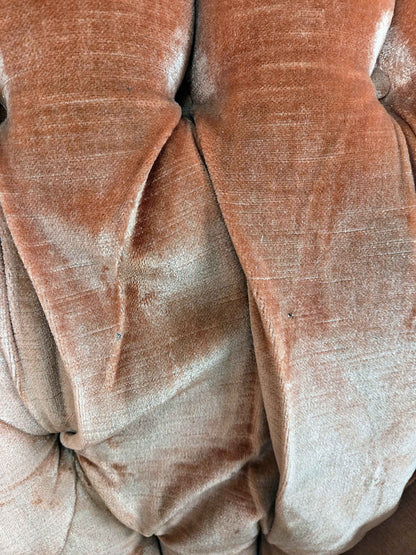 Pair of French Louis XVI Style Vintage Pink Velvet Armchairs