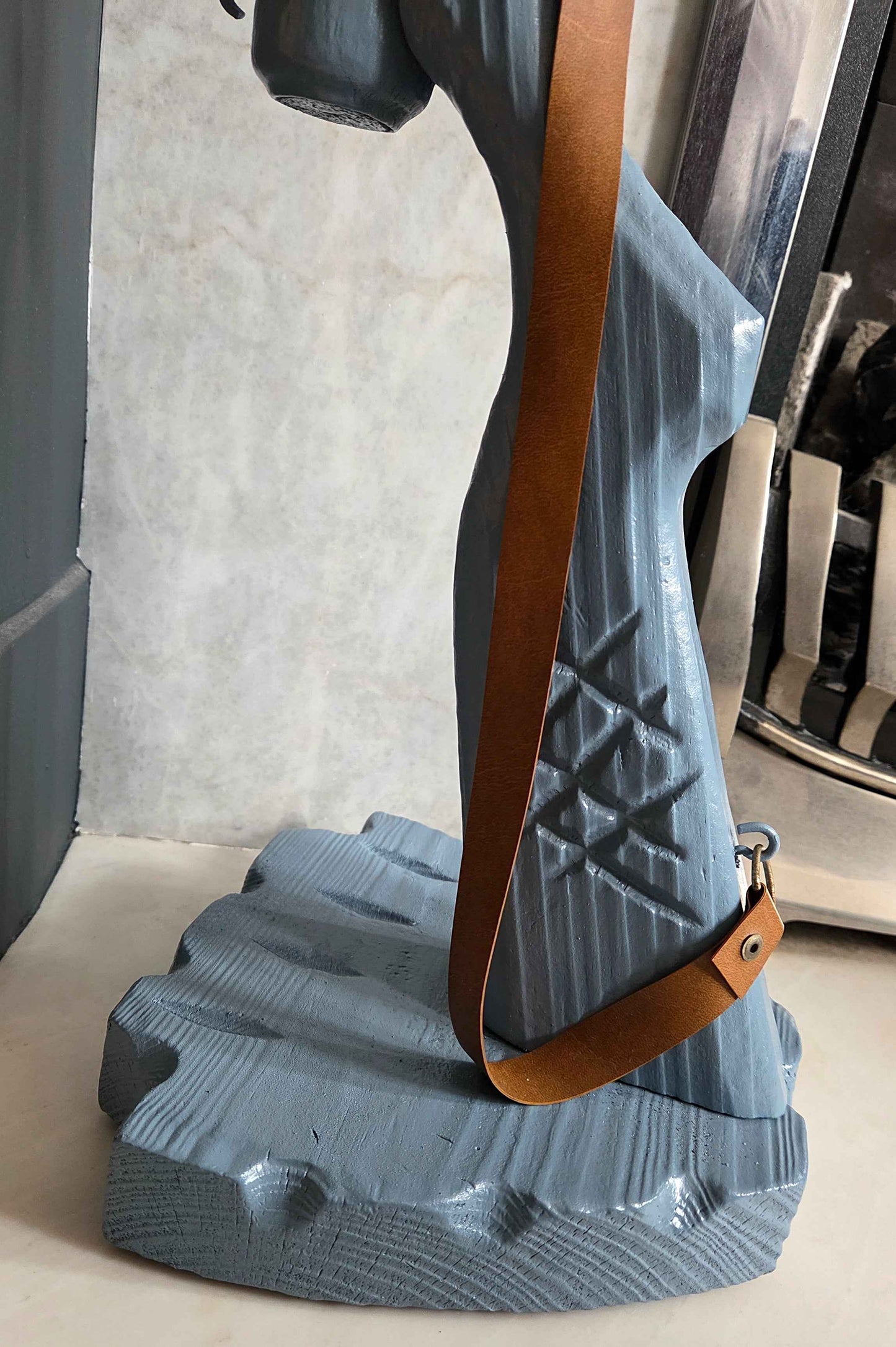 Pair of Hand-Carved Wooden Shotgun Candle Holders | Rustic Rifle Decor with Leather Straps