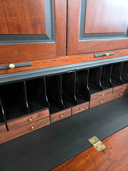 Antique Mahogany Georgian Writing Bureau Bookcase