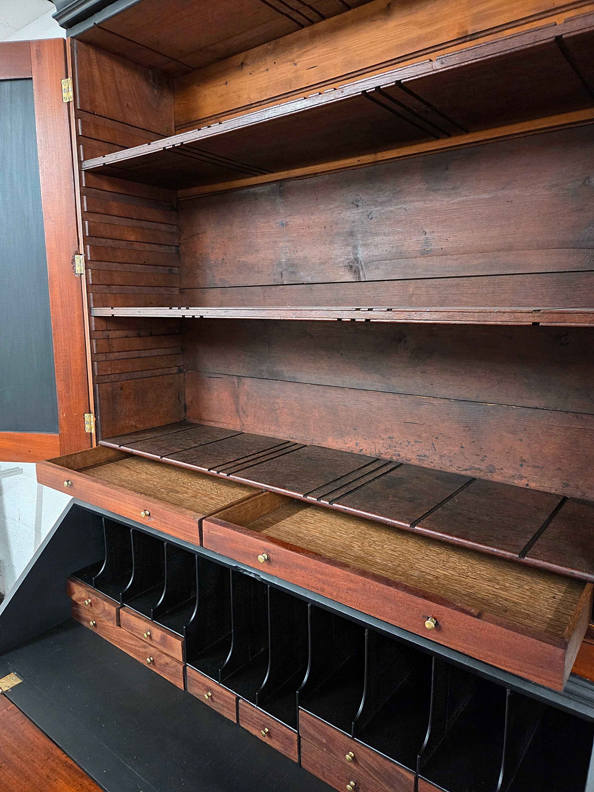 Antique Mahogany Georgian Writing Bureau Bookcase