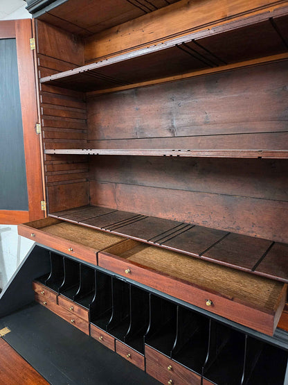 Antique Mahogany Georgian Writing Bureau Bookcase