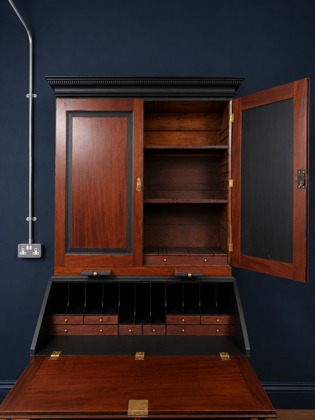 Antique Mahogany Georgian Writing Bureau Bookcase