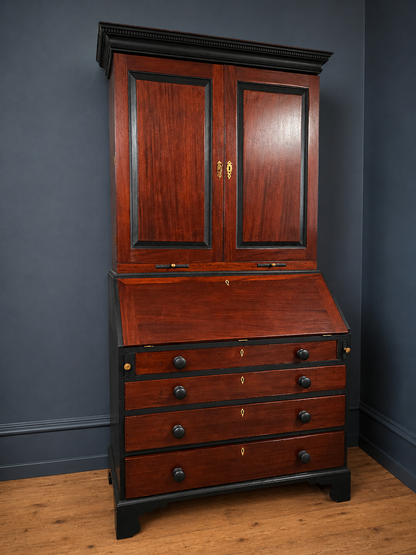 Antique Mahogany Georgian Writing Bureau Bookcase
