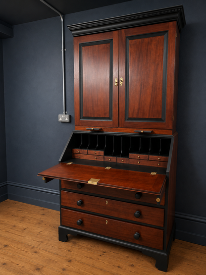 Antique Mahogany Georgian Writing Bureau Bookcase