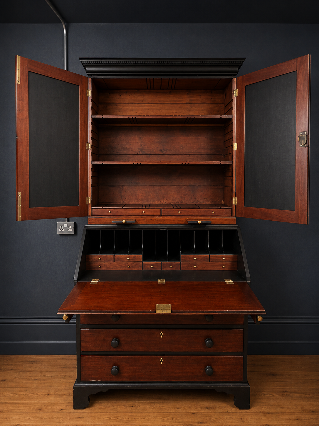 Antique Mahogany Georgian Writing Bureau Bookcase