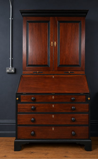 Antique Mahogany Georgian Writing Bureau Bookcase