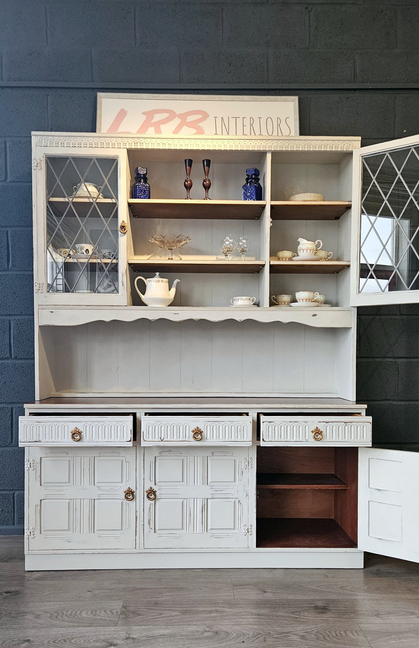 Large Priory Oak Glass Dresser