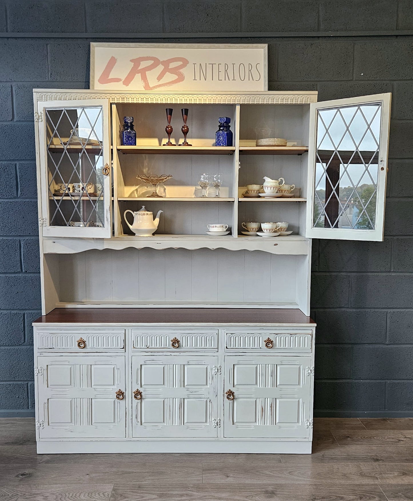 Large Priory Oak Glass Dresser