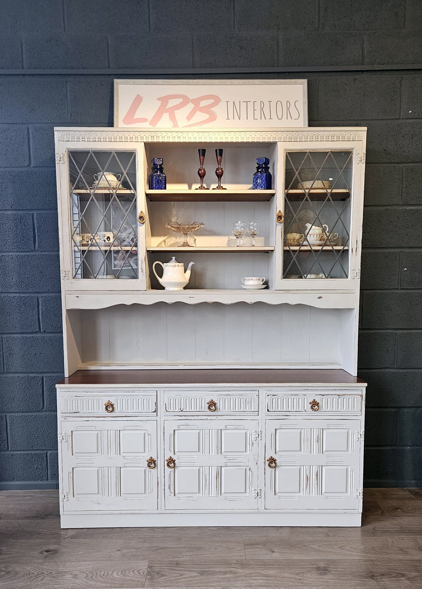 Large Priory Oak Glass Dresser