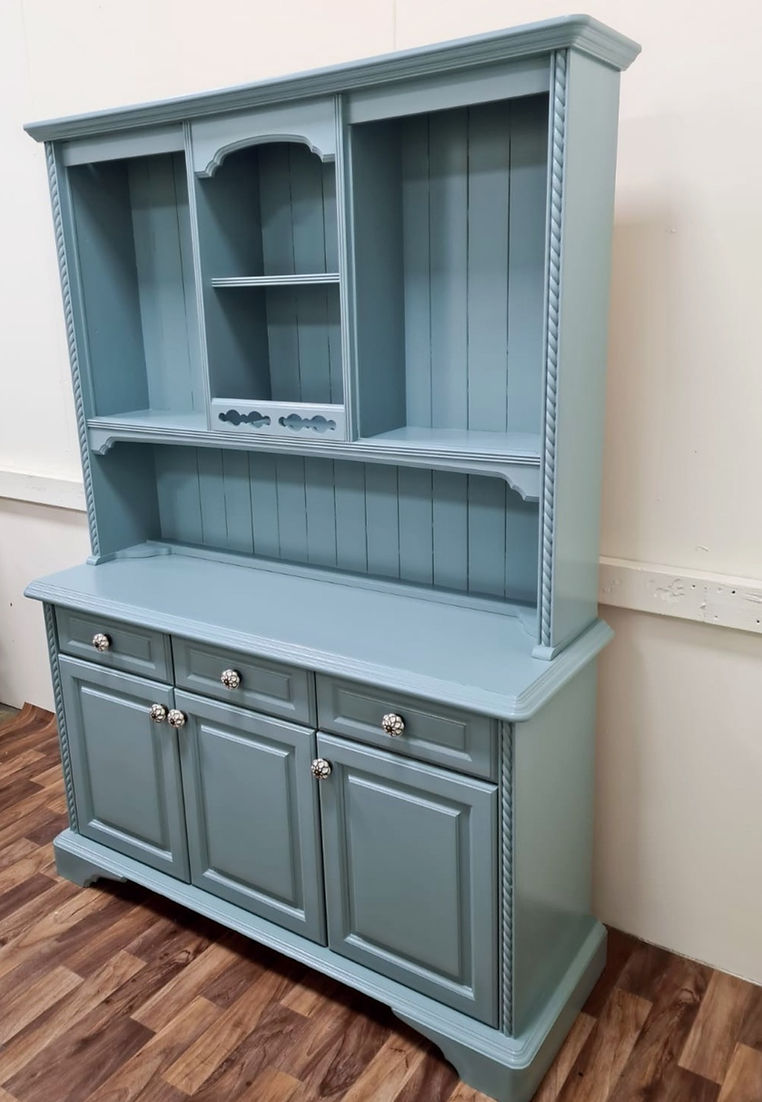 Blue Farmhouse Pine Dresser Display Cabinet - LRBinteriors