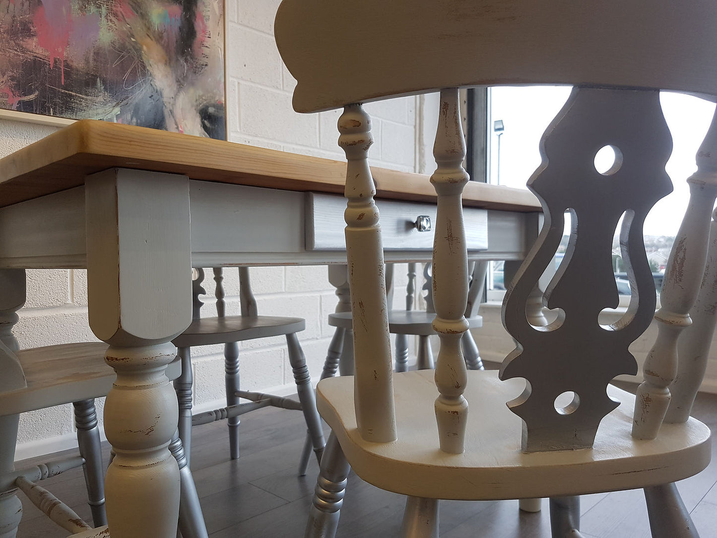 Kitchen Pine Table and Four Chairs - LRBinteriors