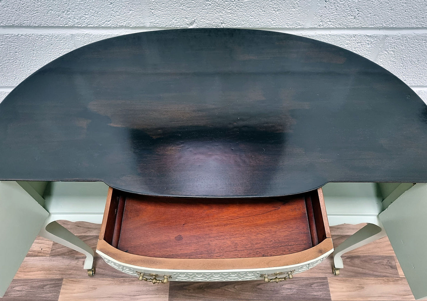 Art Nouveau Victorian Mahogany Desk Console Vanity Unit Dressing Table - LRBinteriors