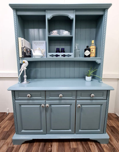 Blue Farmhouse Pine Dresser Display Cabinet - LRBinteriors