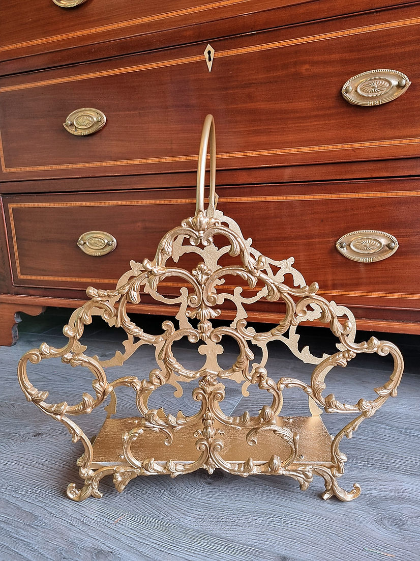 Vintage Rococo Magazine Rack Guilt Gold French - LRBinteriors