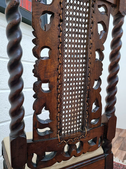 Victorian 19th Century Carved Oak Hall Chair Charles II Style - LRBinteriors