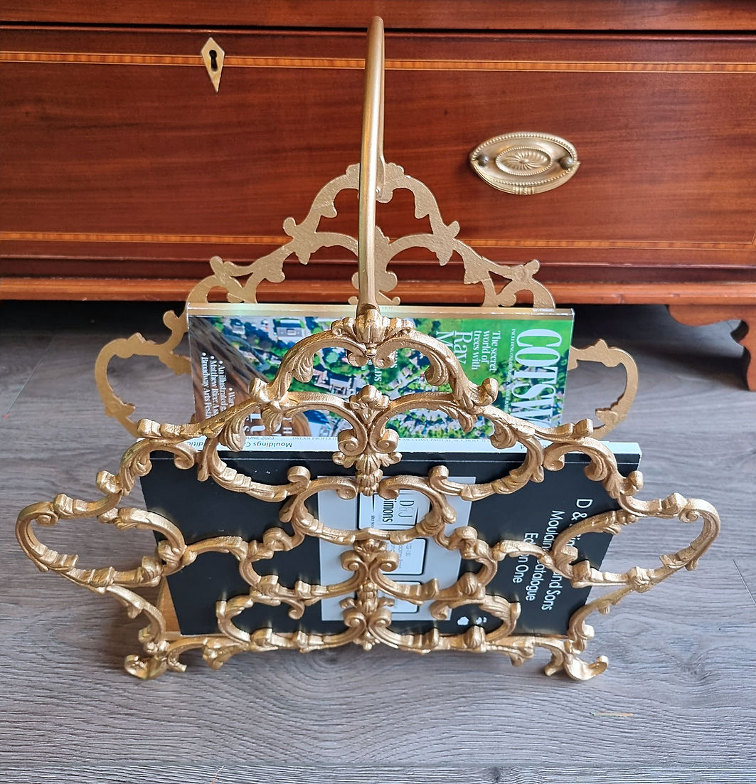 Vintage Rococo Magazine Rack Guilt Gold French - LRBinteriors