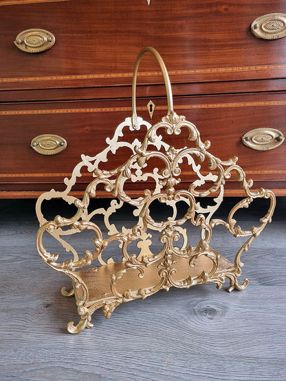 Vintage Rococo Magazine Rack Guilt Gold French - LRBinteriors