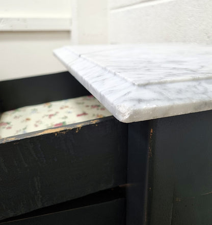 Marble Top Victorian Pine Bedside Cabinet - LRBinteriors